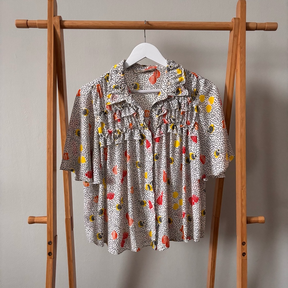 Zara Ruffled Polka Dot Blouse